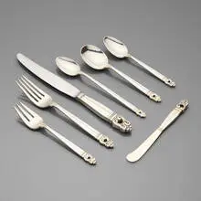 International Silver Company, Royal Danish flatware service, sterling silver, stainless steel