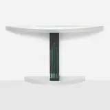 Art Deco-Style, Demilune console table, chrome-plated steel, lacquered wood, glass, mirrored glass