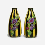Art Deco vases with flowers, pair by Charles Catteau for Boch Frères Keramis, sold Sep 2026