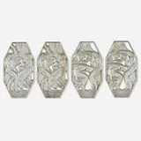 Art Déco, Decorative plaques with nude figures, set of four, c. 1925, nickel-plated bronze