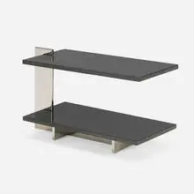 Art Deco-Style, Two-tier occasional table, stainless steel, granite, felt