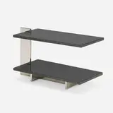 Art Deco-Style, Two-tier occasional table, stainless steel, granite, felt