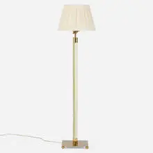 Modern, Floor lamp, c. 1975, brass, acrylic, milk glass
