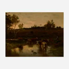 Constant Troyon, Pastoral Scene with Oxen, oil on canvas