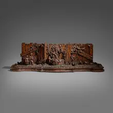 Black Forest, Planter with children in a garden, carved wood, brass