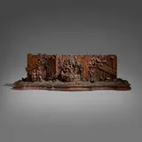 Black Forest, Planter with children in a garden, carved wood, brass