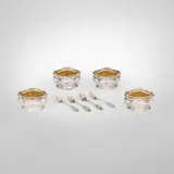 Puiforcat, Art Nouveau salt cellars with spoons, set of four, c. 1900, .950 silver parcel-gilt, glass