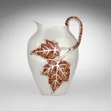 Emilia Castillo, Pitcher with maple leaves, c. 2000, silver-plated metal, jasper inlay