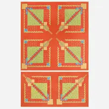 Frank Lloyd Wright, Imperial Arrow medium pile carpet sections from the Arizona Biltmore Hotel, set of two, c. 1973, machine-knotted wool