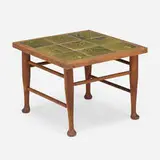 Tile-top occasional table by Arthur Osborne for J. & J.G. Low Art Tile Works, c. 1885, glazed earthenware, walnut, sold Sep 2026