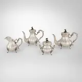 Pietrasanta Gianni & C., Four-piece coffee and tea service, .800 silver, bone