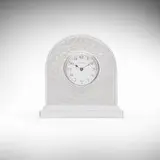 Baccarat, Basket of Abundance desk clock, c. 1990, frosted and clear glass