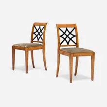 Biedermeier Style, Chairs, pair, mahogany, lacquered wood, velvet upholstery