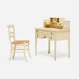 Elsie de Wolfe, Custom writing desk with chair, c. 1911, painted wood, brass, paper cord