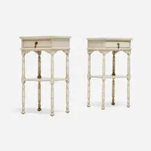 Elsie de Wolfe, Custom nightstands, pair, c. 1911, lacquered wood, brass