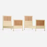 Elsie de Wolfe, Custom beds, pair, c. 1911, painted wood, cane, casters