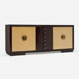 Paul Theodore Frankl, Embassy Group sideboard, model 2260, c. 1951, mahogany, lacquered cork, copper, gilding