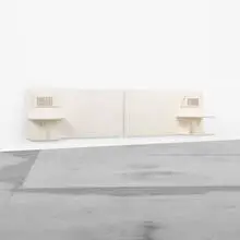 customized headboards, pair by Gio Ponti and Cristina Longo, 1953 / 2005, lacquered Italian walnut, aluminum, plastic, sold Apr 2012