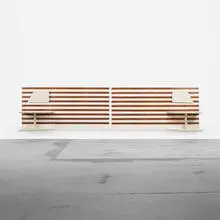 customized headboards, pair by Gio Ponti and Cristina Longo, 1953 / 2011, lacquered Italian walnut, sold Apr 2012