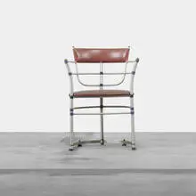 armchair, model 1044-A by Warren McArthur, c. 1935, spun aluminum, anodized aluminum, vinyl, sold Apr 2012