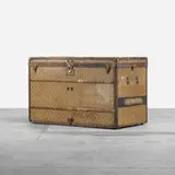 Louis Vuitton, trunk, vinylized canvas, enameled steel, oak, brass