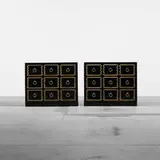 Dorothy Draper, pair of cabinets from the España group, c. 1955, lacquered and gilt wood, enameled aluminum