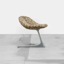 Vladimir Kagan, Unicorn stool, 1963, aluminum, upholstery