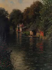 A river scene by Louis Aston Knight, oil on panel, sold Nov 2023