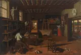 Antoine, The artist in his studio, oil on canvas