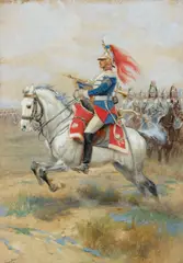 Édouard Detaille, The trumpeter of Napoleon III's cuirassiers, oil and body color on board