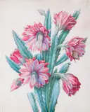 Marie-Caroline Brazier, Blossoming cactus, watercolor on paper