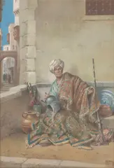 A bric-a-brac merchant, Cairo by Vittorio Rappini, watercolor on paper laid down on board, offered Nov 2023