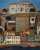 Elias Dekoulakos, The island of Hydra, oil on canvas