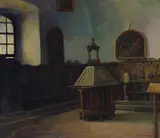 Germán Gedovius, A solemn church interior, oil on canvas