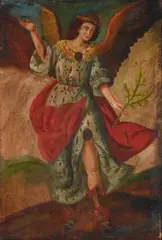 Spanish Colonial School, Portrait of an Archangel, oil on canvas