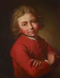 Nicolas Bernard Lépicié, A portrait of a young boy in a red coat, oil on canvas