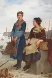 Eugénie Marie Salanson, Awaiting the return of the fleet, oil on canvas