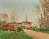 Paul Émile Lecomte, Le pont de village, oil on canvas