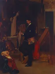 Dominik Skutetzky, A portrait of the painter L. Langermandel, oil on canvas