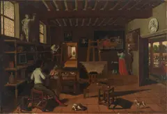 Antoine, The artist in his studio, oil on canvas