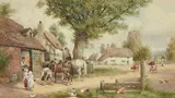 The smithy by Rws Myles Birket Foster, watercolor on paper, sold Sep 2023