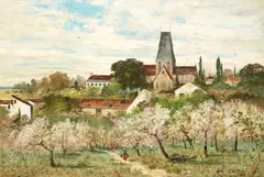 Christopher Shearer, A path through the spring blossoms, oil on canvas