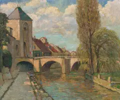 Harry Lachman, La Tour Moret sur Loing, oil on canvas