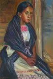 Manuel Pérez Coronado, Retrato de una chica joven, oil on board
