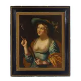 Jan van Bijlert, A portrait of a lady holding a staff, oil on canvas