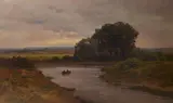 A landscape with fisherman by Carl von Perbandt, oil on canvas, offered Jul 2023