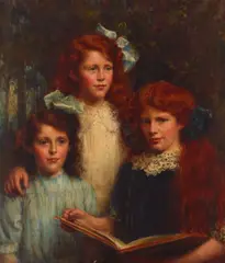 Robert Edward Morrison, A portrait of three young women, oil on canvas