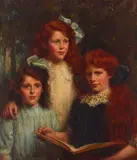 Robert Edward Morrison, A portrait of three young women, oil on canvas