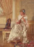 Talbot Hughes, Roi, Ps, A captive audience, oil on panel