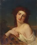 Arthur Dampier May, A study of a woman with one hand held to her breast, oil on canvas